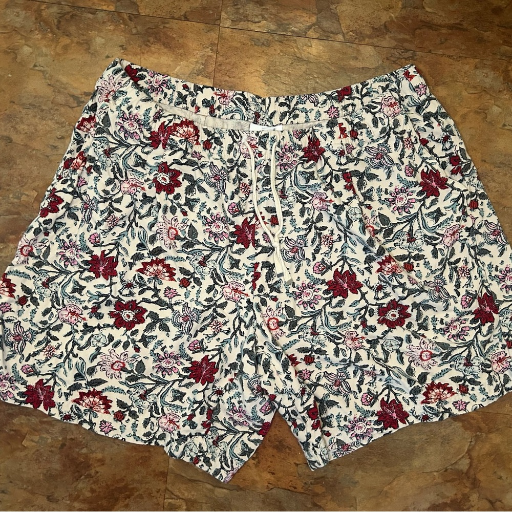 J. Jill Floral Print Drawstring Shorts Women’s XL Casual Summer Loungewear